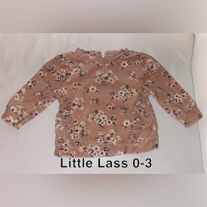 Little Lass Floral Long Sleeve Top w/ pants - pink and White